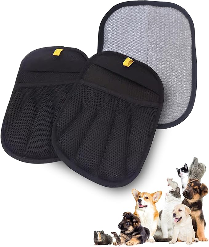 2 Pack Electrostatic Pet Hair Removal Gloves - Upgraded Reusable & Washable Pet Hair Remover Gloves for Cats & Dogs, Thickened Magic Brush Tool for Couch, Carpet, Furniture, Clothing & Car Seat