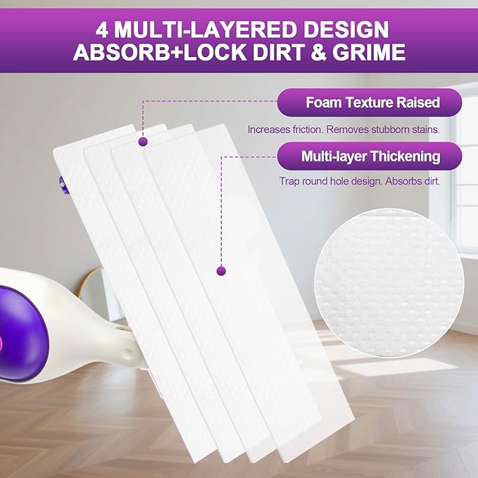 20 Count Disposable Mop Pad Refills for Swiffer Power Mop,Includes 10 Ultra-fine Fiber Mop Pads and 10 Super Absorbent Mop Pads,Compatible with Swiffer Power Mop，Replacement Mop Pad for Floor Cleaning