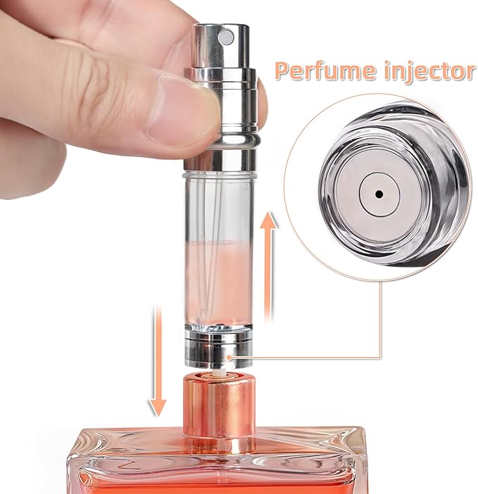 AE00PK Sparkling Travel Perfume Bottle, 5ml Mini Perfume Atomizer Sprayer, Glitter Diamond Pump Fill Perfume Bottle for Traveling, Vacation & Bussiness (Sparkling Pink)