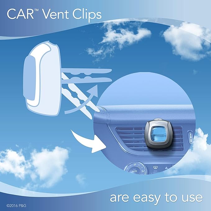 Febreze Car Air Freshener, Set of 5 Clips, Linen & Skyup to 150 Days (Packaging May Vary)