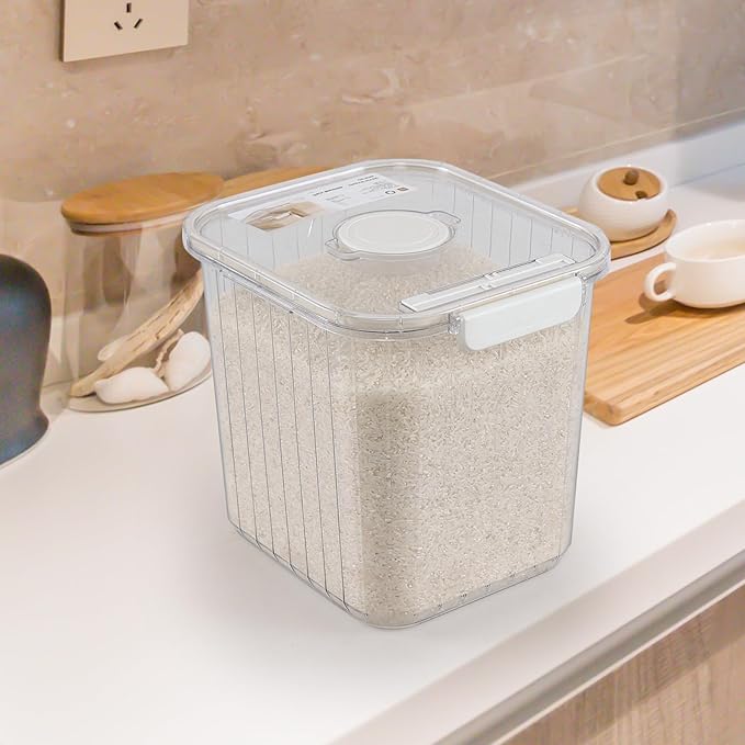 22 Lbs Clear Plastic Cereal Dry Food Container, Pet Food Storage Container with Scoop