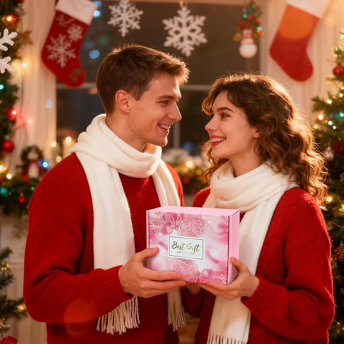 Spa Gift Basket with Bath Essentials- Pink Rose Relaxation Kit Set, Spa Items Box for Christmas Bosses day Holiday Bithday Thanksgiving Women, Wife, Mom, Sister, Girlfriend