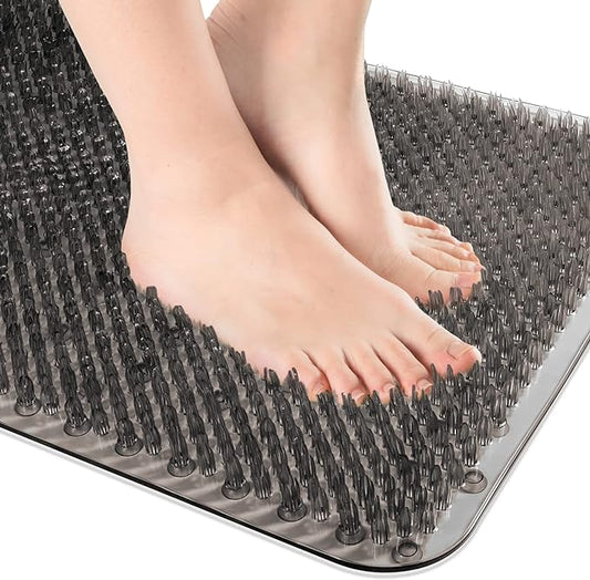 OTHWAY Non Slip Grassy Bathtub Mat : 25.6X13.4 inches Sturdy But Soft Bath Mat_Quick Drain Shower Floor Mat with Soft Bristles for Scrubbing Feet (Dark Grey)