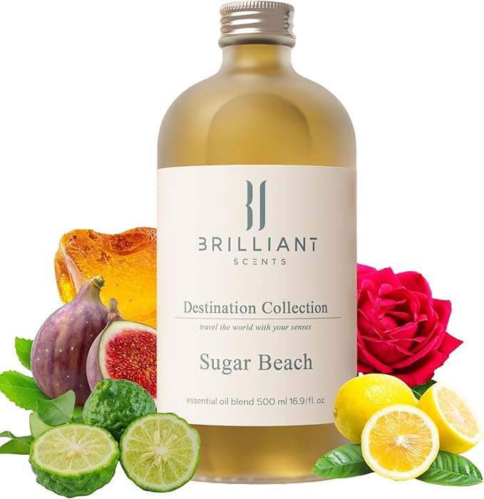 Brilliant Scents Diffuser Oil Refill, Inspired by Edition Hotel & The Noir 29, Hotel Series Aroma Scents, Essential Oils Set for Home, Fragrance Oil for Candle Making, Home, 50 ML, Sugar Beach