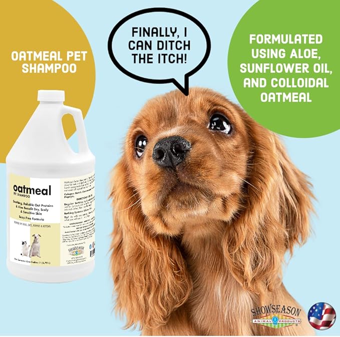 Itch Relief Oatmeal and Aloe Pet Shampoo for Dogs & Cats 1 Gallon | Anti-Itch & Deodorizing Formula | Soothes and Moisturizes Dry Itchy, Sensitive Skin