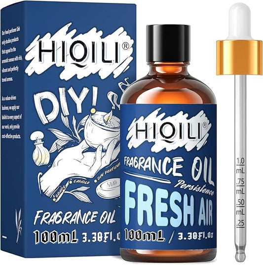 HIQILI Fresh Air Fragrance Oil 100ml for Diffuser Car Freshies, Clean Fresh Scent for Candle Making Soap Laundry 3.38 Fl Oz