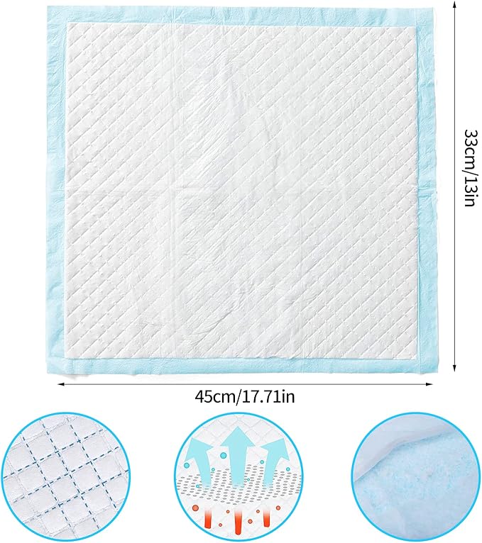 Rabbit Pee Pads, Disposable Super Absorbent Diaper, Pet Toilet/Potty Training Pads for Guinea Pigs, Hedgehog, Hamsters, Chinchillas, Cats, and Other Small Animals (33×45CM-100 Counts)