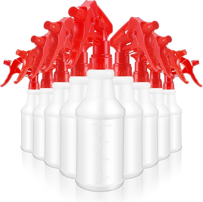 10 Pack Spray Bottles 16 oz Empty Water Spray Bottles for Cleaning Heavy Duty Refillable Squirt ‌Container with Measurements Adjustable Nozzle for Household(Red)