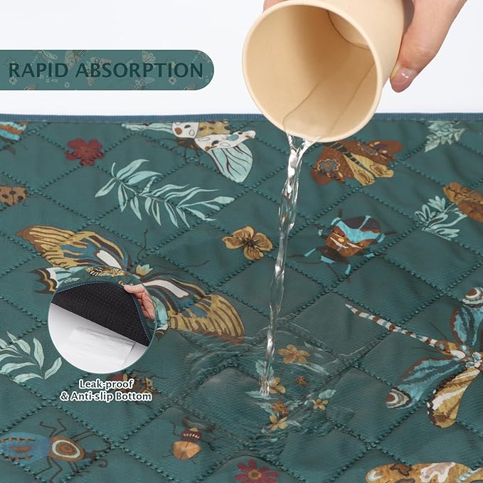 IEUUMLER Washable Pee Pads for Dogs, 2 Pack Insect Pattern Reusable Waterproof Puppy Potty Pads, Non-Slip Absorbent Pet Training Pads for Playpen Crate Bed EU014