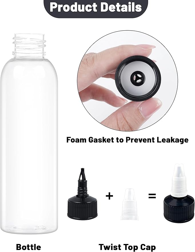 20 Pcs 8oz Plastic Squeeze Bottles with Twist Top Cap, 250ml Clear Dispensing Bottles, Empty Squirt Bottle for Liquids, Sauces, Arts, Crafts, Travel