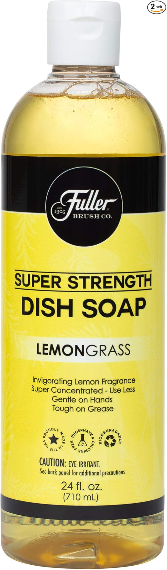 Fuller Brush Super Strength Dish Soap ? Economical ? Use Much Less ? For Dishes, Glasses, Silverware, Utensils, Pots, Pans, Countertops, Tables ? Invigorating Fragrance (Lemongrass)