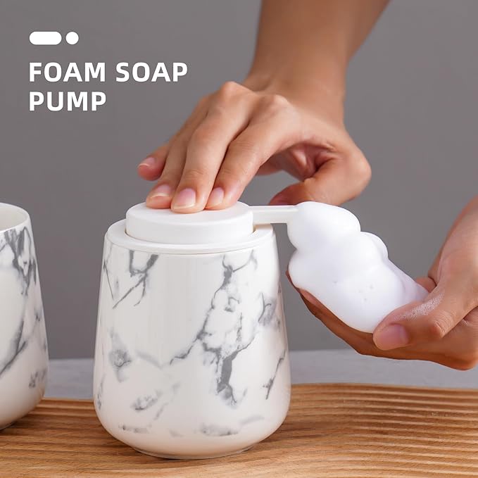 soap Dispenser Ceramic foaming soap Dispenser with Easy-to-Press Pump for Bathroom 12 oz refillable Liquid Hand soap Dispenser for Hand sanitizers, lotions