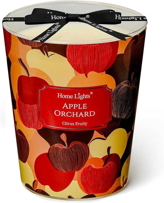 HomeLights Large jar Candle | 3-Wick Long-Lasting Scented Candles, 34oz Natural Soy Wax Candle for Home Scented, Eclectic Mixed Styles Gifts for Women & Men, Apple Orchard
