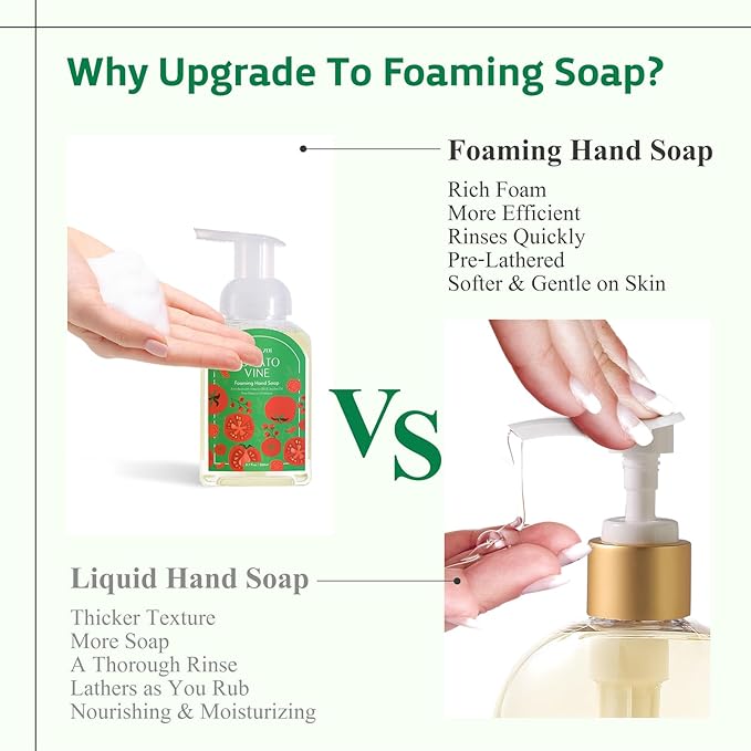 ROMIIE ZOI Foaming Hand Soap Refill Gift Set – Tomato Vine Scent – 3 Pack (33.8 Fl Oz Each) with Refillable Dispenser, Chemical-Free & Moisturizing Formula – Bulk Refills Setfor Bathroom & Kitchen