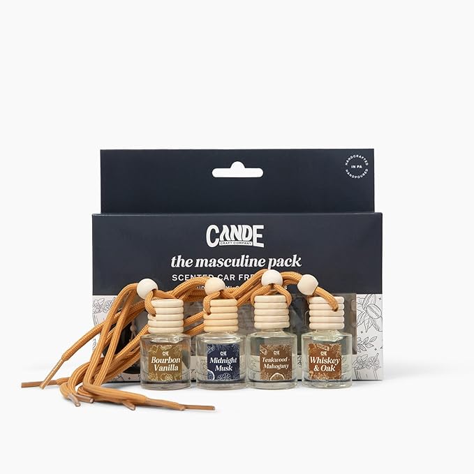 CE Craft Hanging Car Air Freshener – Fragrance Oil Diffuser with Essential Oils – Long-Lasting Aromatherapy Scents for Automobiles – 4 Pack, Masculine