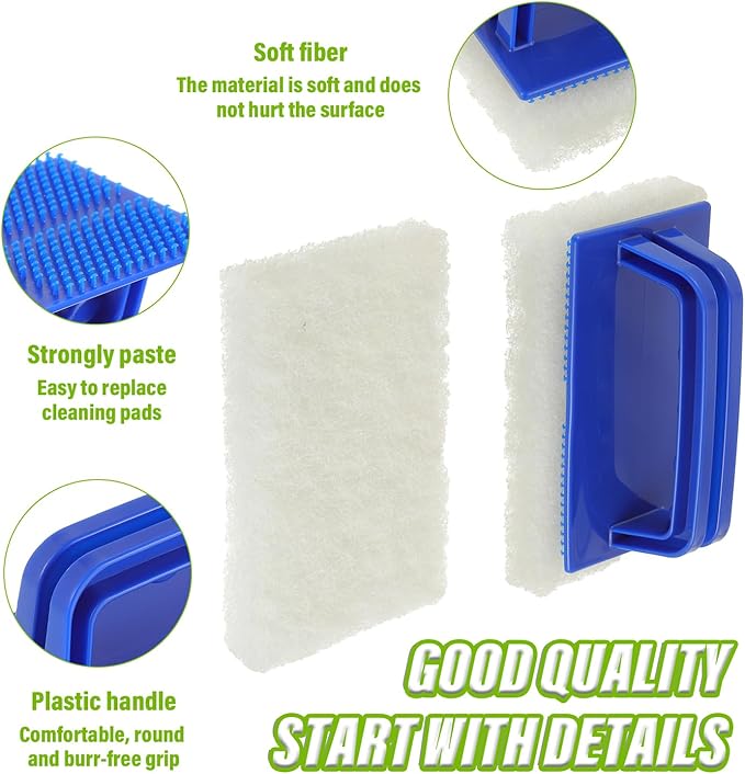 5 Pack Electric Cleaning Brush Pad Kitchen Bathroom Household Cleaning Pad Swimming Pool Wall Cleaning Brush Heavy Duty Griddle Scrubber Scouring Pad and 1 Pack Handle kit(White)