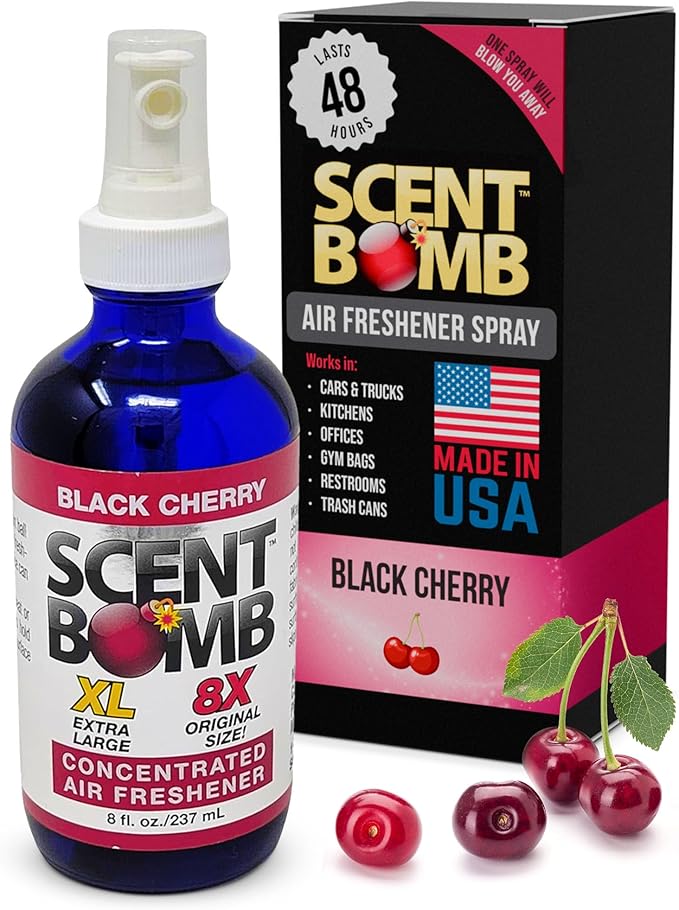 Scent Bomb Air Freshener Spray, Long-Lasting Odor Eliminator for Home & Car, Effective Deodorizer for Kitchen, Bathroom, Fresh Room Spray & Smell Neutralizer, Black Cherry Scent