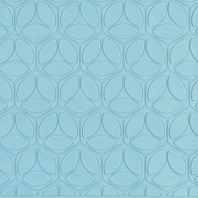 WRISIN Bathtub Mat Non Slip with Suction Cups - 100% Rubber Bathroom Mat Textured for Bath Tub Shower Safety - Soft on Touch - BPA/PVC Free - Pet Dog Bath Mat - Machine Washable - 17 × 35 Inch（Blue）