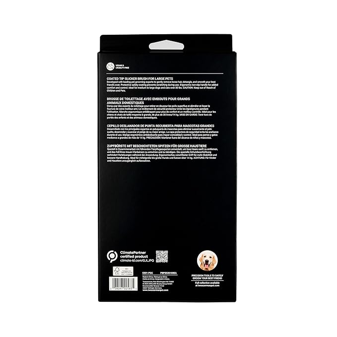 Tweezerman Dog and Cat Slicker Brush for Large Pets, Grooming Brush with Coated Bristles to Prevent Scratching and Ergonomic Handle