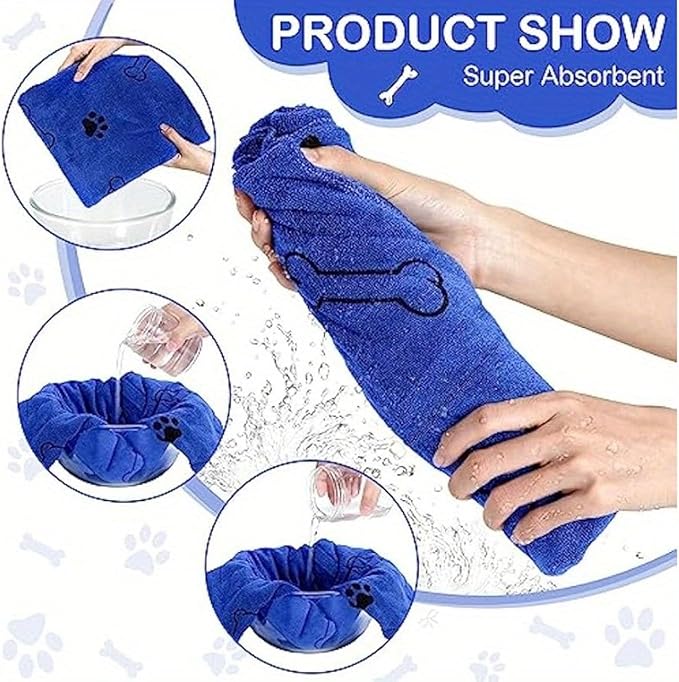 Dog Towels for Drying Dogs,Microfiber Pet Grooming Towel Quick Drying Bathing Supplies Bathing Shower BeachTowel for Dogs Cats and Other Pets,Blue 2-Pack