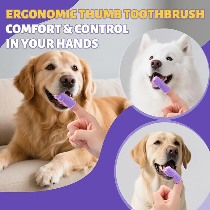 Premium Dog Oral Care Kit - Natural Coconut Chicken Flavored Toothpaste,Dual Head Toothbrush and Finger Toothbrush for Dogs,Plaque Prevention,Tartar Control.2.46oz(Pack of 1)