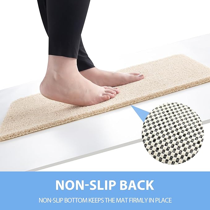 Non-Slip Bathtub Mat, Anti Slip Shower Mat, Fast Drying Bathtub Mats, Foot Scrubber Mat, Anti Slip Mat for Tub, Floor, Bathroom, Kitchen, Home, Hotel (Beige 59"×17.3")