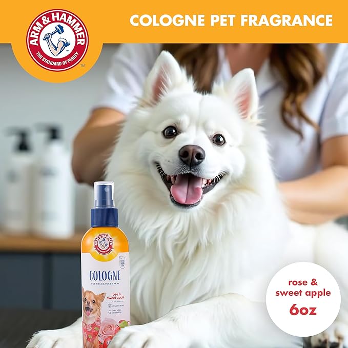 Arm & Hammer for Pets Cologne Pet Fragrance Spray for Dogs with Deodorizing Baking Soda, Rose and Sweet Apple Scented Dog Spray, 6 Ounces