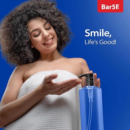 Bar5F Empty Shampoo Bottles with Pumps (2-Pack 32oz/1Liter/Large) BPA-Free PETE1 Plastic Bottle Crystal-Clear