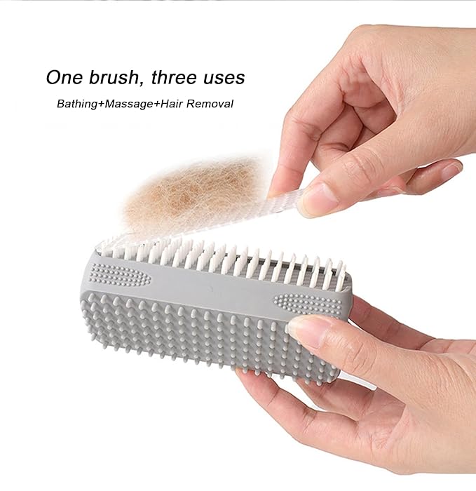 Pet Bath Brush, Suitable for Massage, Grooming, and Hair Removal for Cats and Dogs, Made of Skin Friendly Silicone Material, Deeply Cleanses and is Easy to Wash on Three Sides (black)