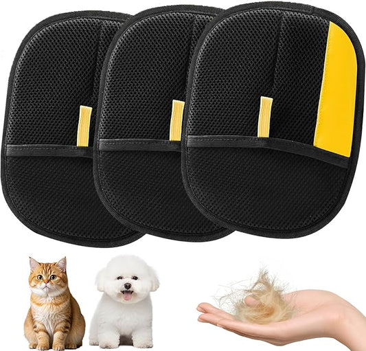 2025 Pet Hair Removal Glove for Cats & Dogs,3pcs Electrostatic Pet Hair Remover,Efficient Grooming Gloves for Pet Hair,Reusable Cat & Dog Hair Remover for Furniture,Couch,Curtain,Carpet