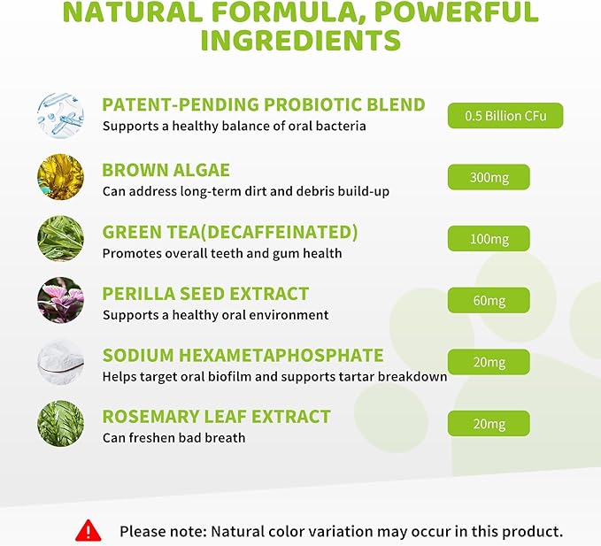 Iron Paws Dental Powder for Dogs 200g - 90 Day Supply, Enzymatic Teeth Cleaning Powder & Breath Freshener, Plaque & Tartar Remover for All Dog Breeds