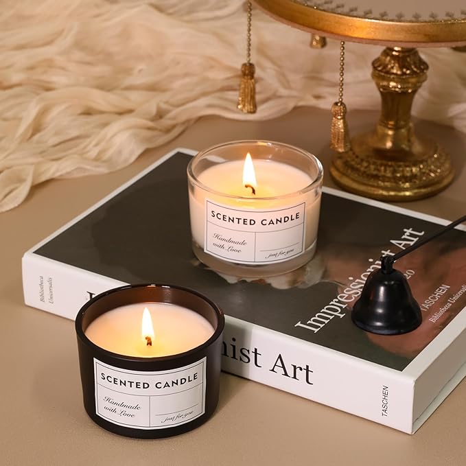 4oz Candle Jars 15 Pack, Small Black Glass Empty Candle Jars for Making Candles with Bamboo Lids and Wick Kit, Wide Mouth Candle Container Bulk, Ideal for Candle Business Owners