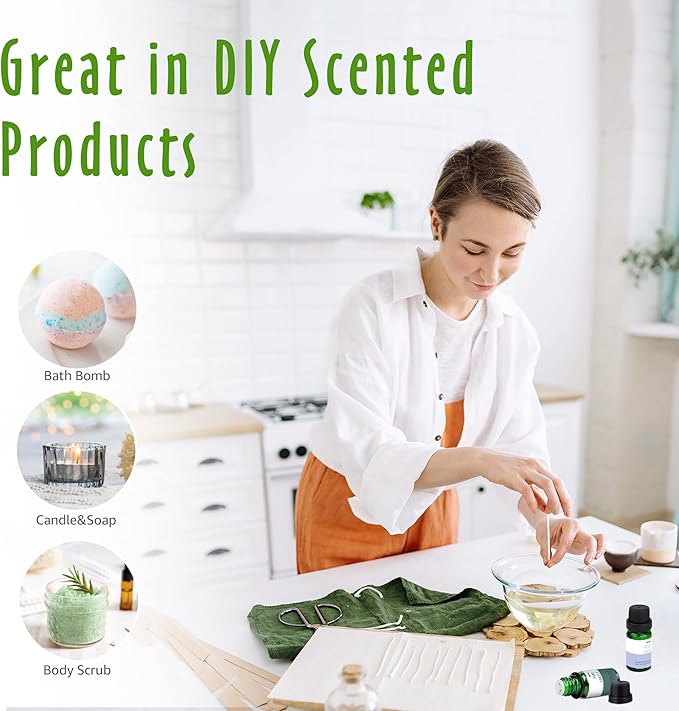 Fragrance Oils, MitFlor Nature Set of Essential Oils for Diffusers for Home, Soap & Candle Making Scents, Aromatherapy Oil Gift Set, Ocean Mist, Rain, Pine Forest and More, 6x10ml