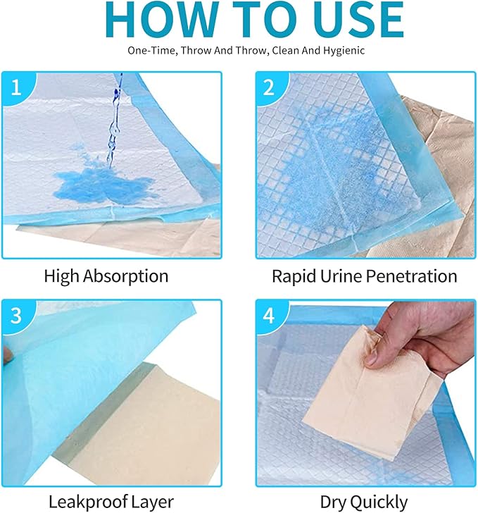 Rabbit Pee Pads, Disposable Super Absorbent Diaper, Pet Toilet/Potty Training Pads for Guinea Pigs, Hedgehog, Hamsters, Chinchillas, Cats, and Other Small Animals (33×45CM-100 Counts)