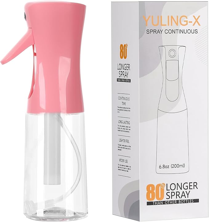 hair spray bottle, ultra-fine spray continuous spray bottle (200ml/6.8oz), used for hair design, vegetation, cleaning and skin care - empty, reusable (Pink)