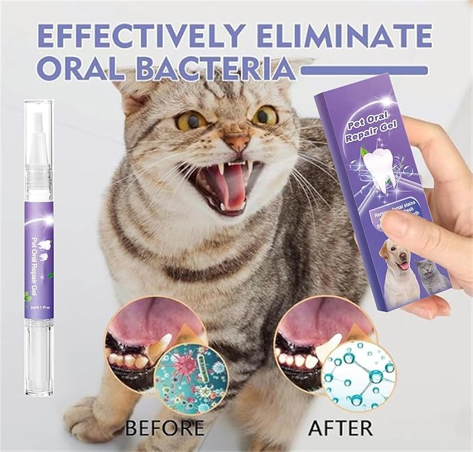 3Pcs Pet Oral Repair Gel, Dog Oral Repair Gel, Pet Breath Freshener for Cats and Dogs, Removes Tartar, Keeps Breath Fresh, Strengthens Teeth, Without Brushing
