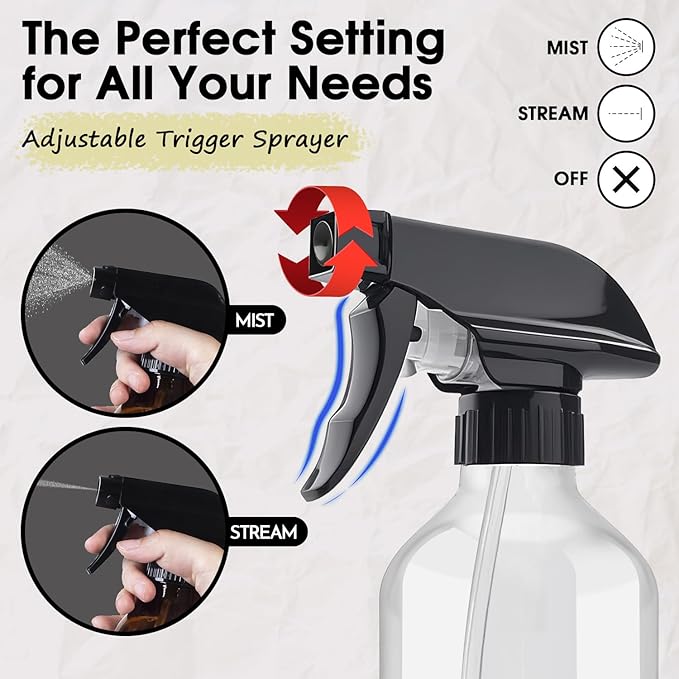 2 Packs Plastic Spray Bottles 360°Water Spray Bottle for Cleaning - 10 oz/300 ml Upside Down Spray Bottle Refillable Small Squirt Bottle with Adjustable Nozzle for Hair, Cooking, Plant, Pet (Brown)