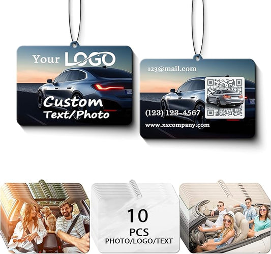 10-1000Pcs Custom Logo Car Air Fresheners Bulk, Custom Air Fresheners with Picture Double Sided, Personalized Air Freshener for Car, Suitable for Custom Gifts for Branding Business Events (Horizontal)