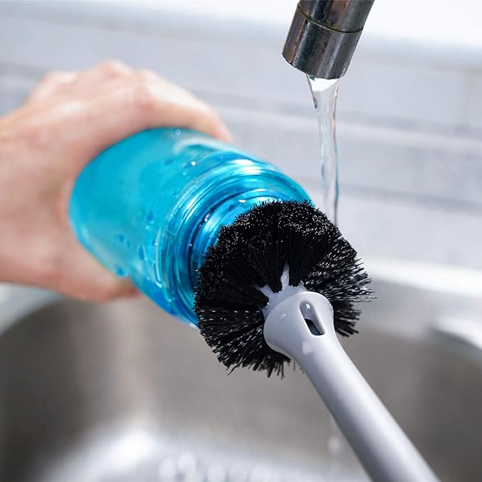 2-in-1 Bottle and Straw Cleaning Brush, Long Handle Water Bottle Cleaner Brush for Sports Bottles, Baby Bottles, Mugs, Straws, 2 Pack