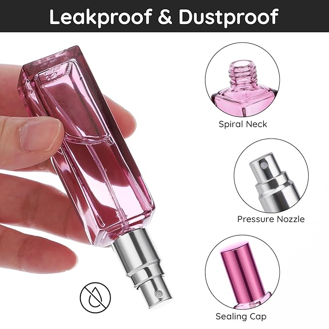 Segbeauty 2pcs Travel Perfume Bottle, 20ml Mini Perfume Refillable Bottle Empty, Portable Leakproof Glass Atomizer Sprayer for Perfume Cologne Fine Mist Sprayer Travel Kit Makeup Spray Bottles Set
