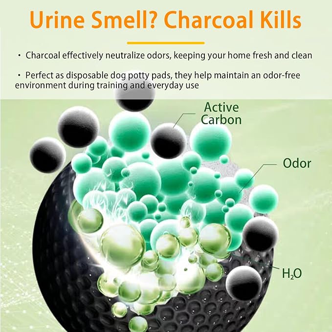 Dog and Puppy Pee Pads 50 Count, 28'' x 34'' Charcoal Odor-Control Puppy Pads with Leak-Proof Quick-Dry Design, Pet Training Pads for Potty Training Strong Absorbency