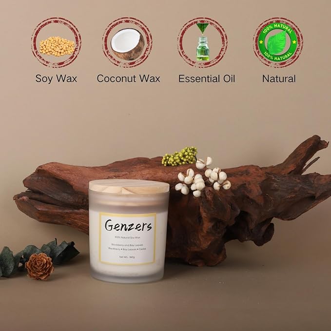 BlackBerry Bay Scented Candle Set,Wood Wick Crackling Candles,Soy Wax Jar Candle Clean Burning 36 Hours,Xmas Candles Table Decorations,Cedarwood Grapefruit Scent Vegan Candle for Fall