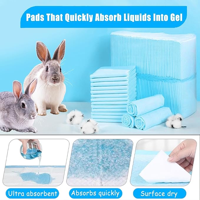 kathson Rabbit Pee Pads, 50Pcs-22" x22" Large Disposable Rabbit Diapers, Pet Toilet Training Pads, Super Absorbent Guinea Pig Disposable Diaper for Bunny, Hedgehogs, Hamsters, Chinchillas