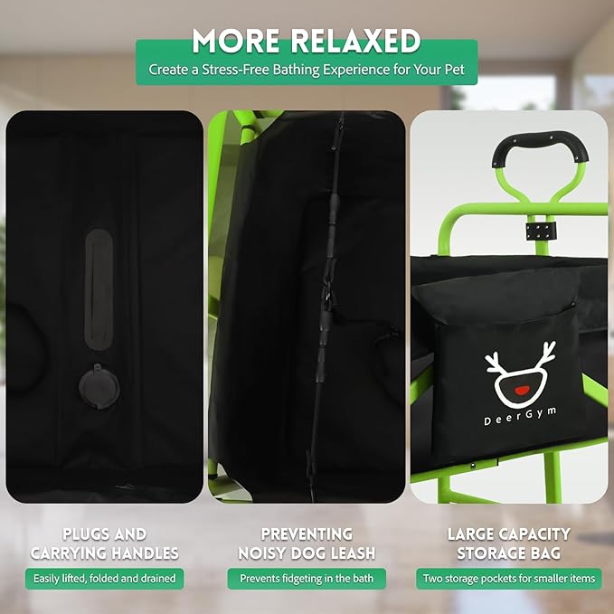 2-in-1 Dog Bathtub and Dog Stroller, Portable Dog Bath and Pet Stroller for Small and Medium Dogs (5-55 lbs) and Cats, Four-Wheel Bathing Cart with Brake Green