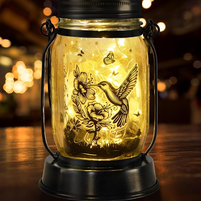 Hummingbird Solar Lantern Outdoor Garden Decor, Gifts for Women Mom Gradma Birthday Gifts, Hanging Solar Light Lawn Ornaments Home Decoration Outside for Yard, Patio,Backyard,Porch, Pathway Torch