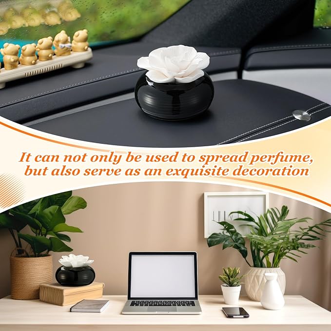 Honeydak 1 Pcs Flower Passive Essential Oil Diffuser Stone White Ceramic Porcelain Floral Diffuser with Container Non Electric Handmade Decorative Tabletops Home Decoration Christmas (Hibiscus)