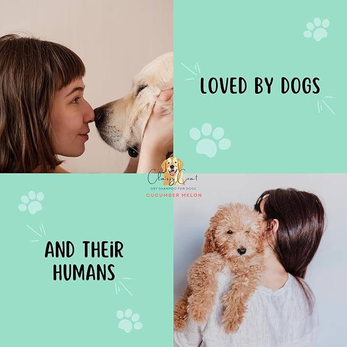 Dry Shampoo & Coat Deodorizer for Dogs (Cucumber Melon) | Waterless No-Rinse Squeeze Bottle Powder Formula | Calming Lavender Scent | Talc and Alcohol Free | Safe for Sensitive Skin | Made in USA