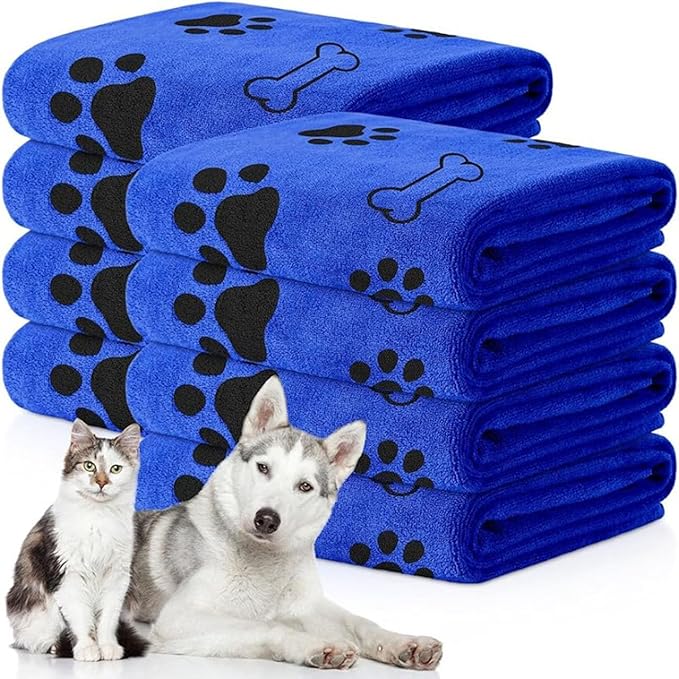 Dog Towels for Drying Dogs,Microfiber Pet Grooming Towel Quick Drying Bathing Supplies Bathing Shower BeachTowel for Dogs Cats and Other Pets,Blue 2-Pack