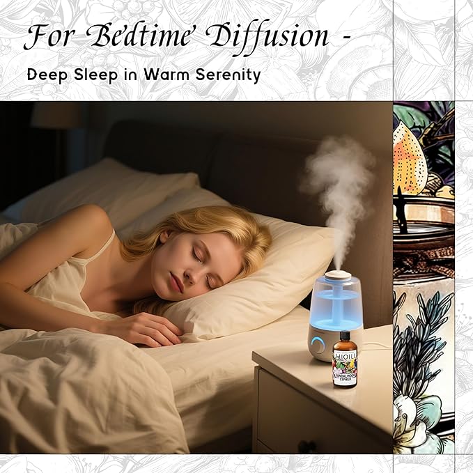 HIQILI Diffuser Oil for Humidifier & Reed Diffusers, Suitable for Home and Other Scenarios, Long Lasting Scent - Sandalwood Cipher, 3.38 Fl Oz