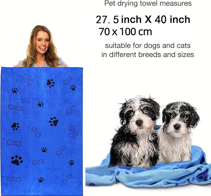 Dog Towels for Drying Dogs,Microfiber Pet Grooming Towel Quick Drying Bathing Supplies Bathing Shower BeachTowel for Dogs Cats and Other Pets,Blue 1-Pack